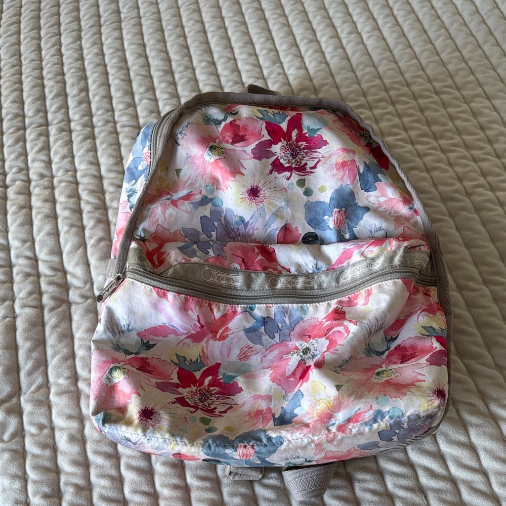 Lesportsac Floral Backpack - Pink and Blue